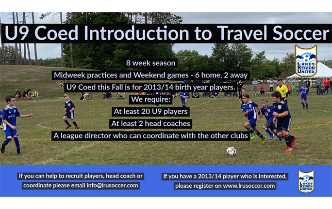 U9 Coed Introduction to Travel Soccer - Fall 2021